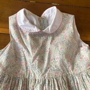 Papo d'Anjo Pink Floral Dress with White Trim